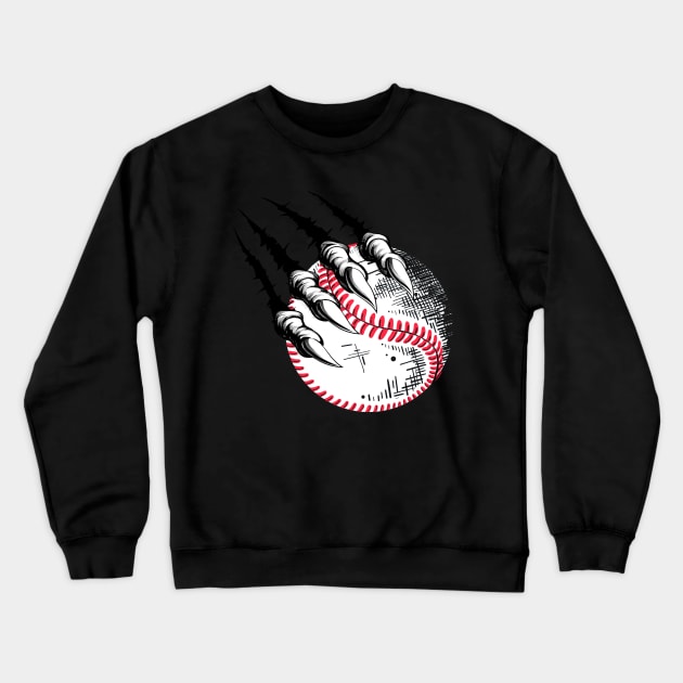 Baseball Skeleton hands scratching Baseball lovers Crewneck Sweatshirt by Sandra Holloman